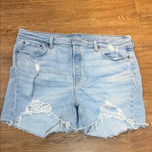 Levi's 501 Light Wash Distressed Denim Cutoff Shorts 20W Boho Spring Summer